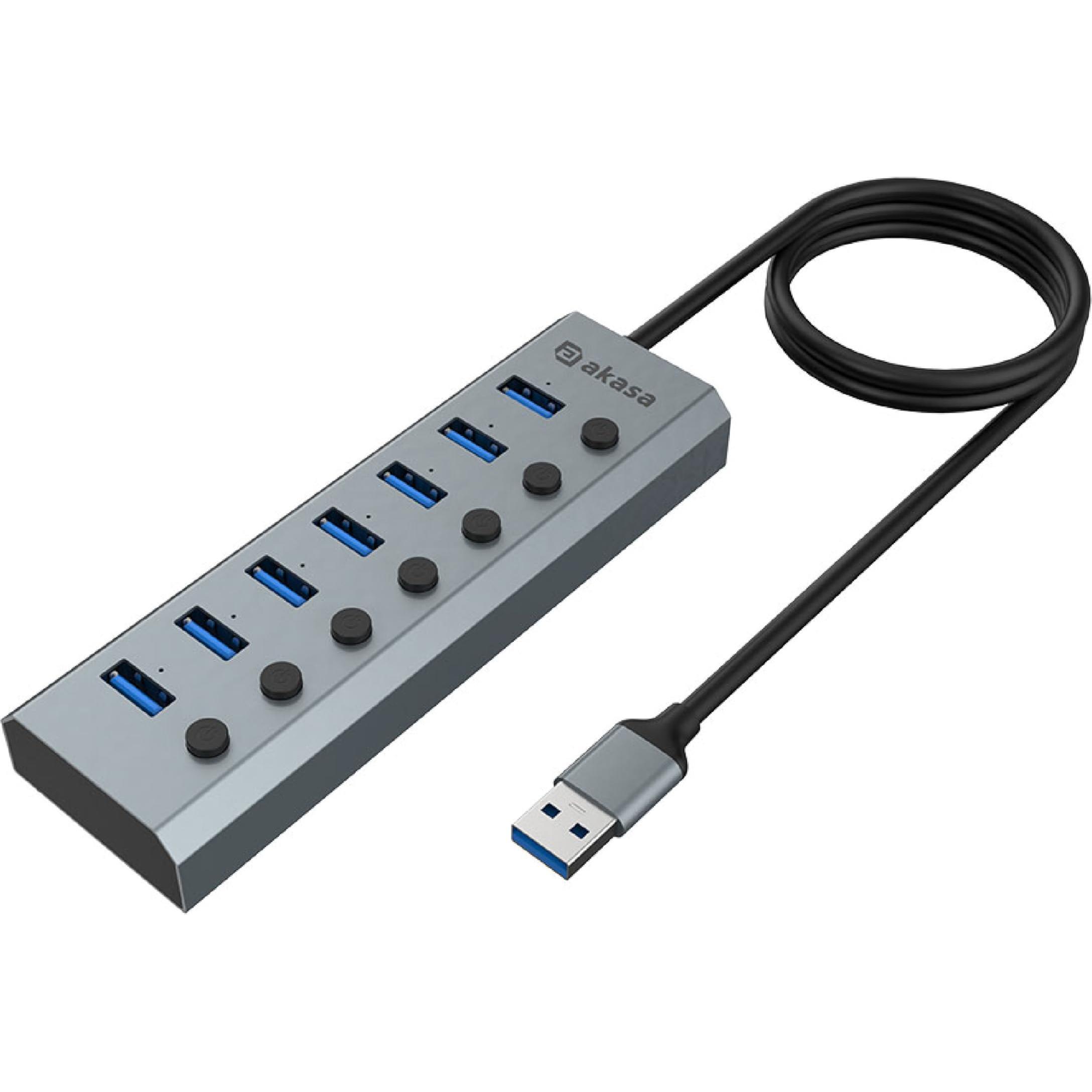 Akasa Connect 7 IPS - USB Hub (USB-C, 7 Ports), Dockingstation + USB Hub, Schwarz