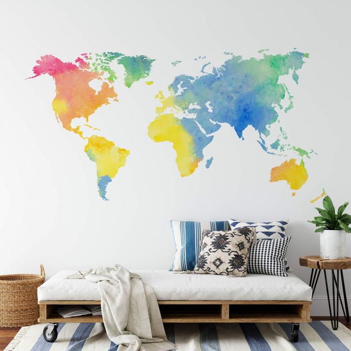 Actual product image Trenddeko Watercolor world map (140 x 72 cm)