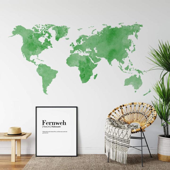 Actual product image Trenddeko Watercolor world map (180 x 92 cm)