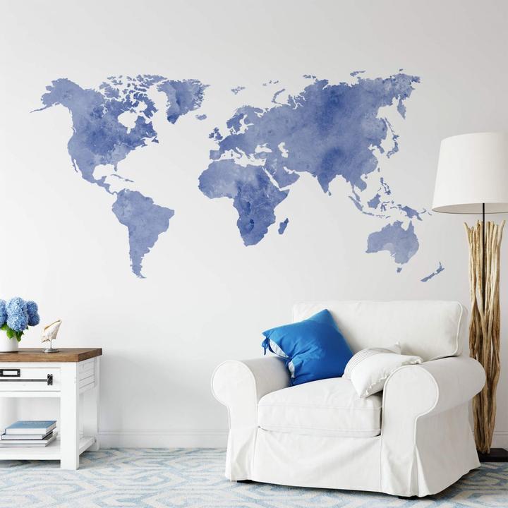 Actual product image Trenddeko Watercolor world map (180 x 92 cm)