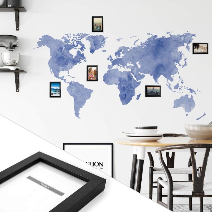 Actual product image Trenddeko Watercolor world map - incl. 5 picture frames (160 x 82 cm)