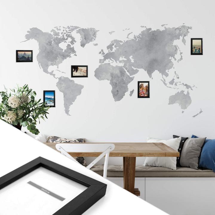 Actual product image Trenddeko Watercolor world map - incl. 5 picture frames (160 x 82 cm)
