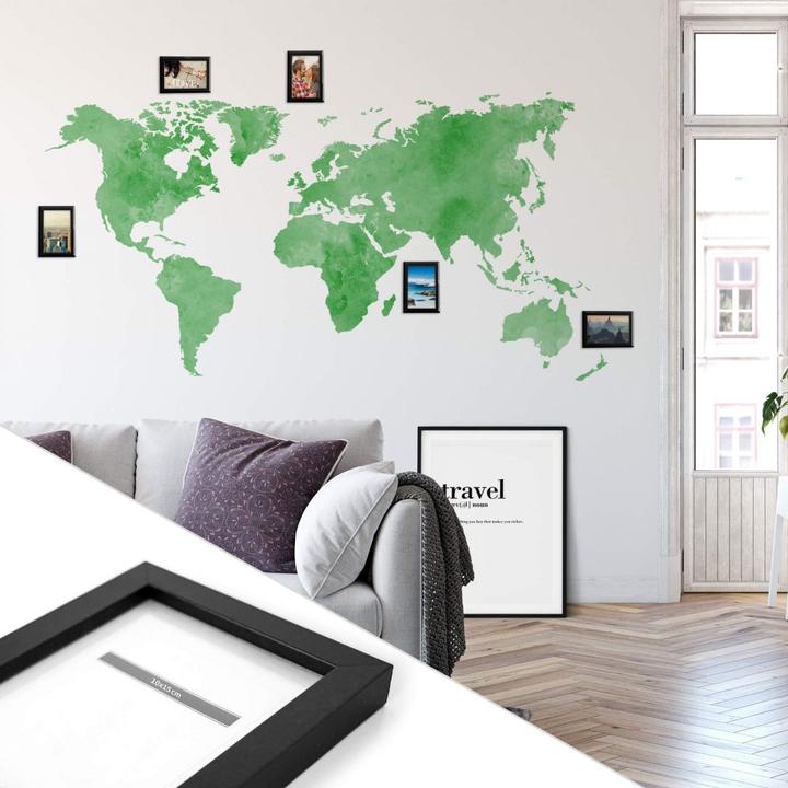 Actual product image Trenddeko Watercolor world map - incl. 5 picture frames (160 x 82 cm)