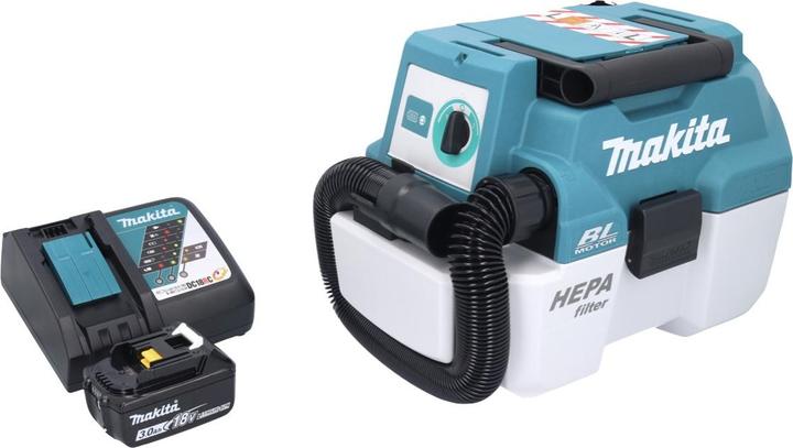 Produktbild Makita DVC 750 LRF1 Akku Staubsauger LXT 18 V 67 mbar 7,5 l Brushless + 1x Akku 3,0 Ah + Ladegerät