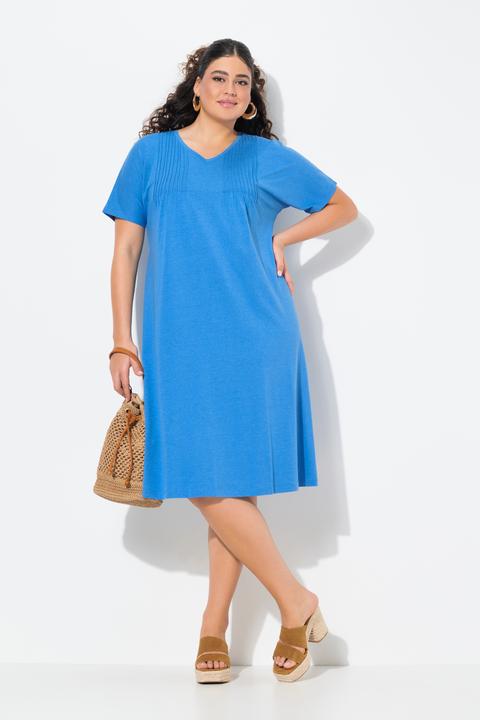Produktbild Ulla Popken Jerseykleid, Biesen, A-Linie, V-Ausschnitt, Halbarm (54)