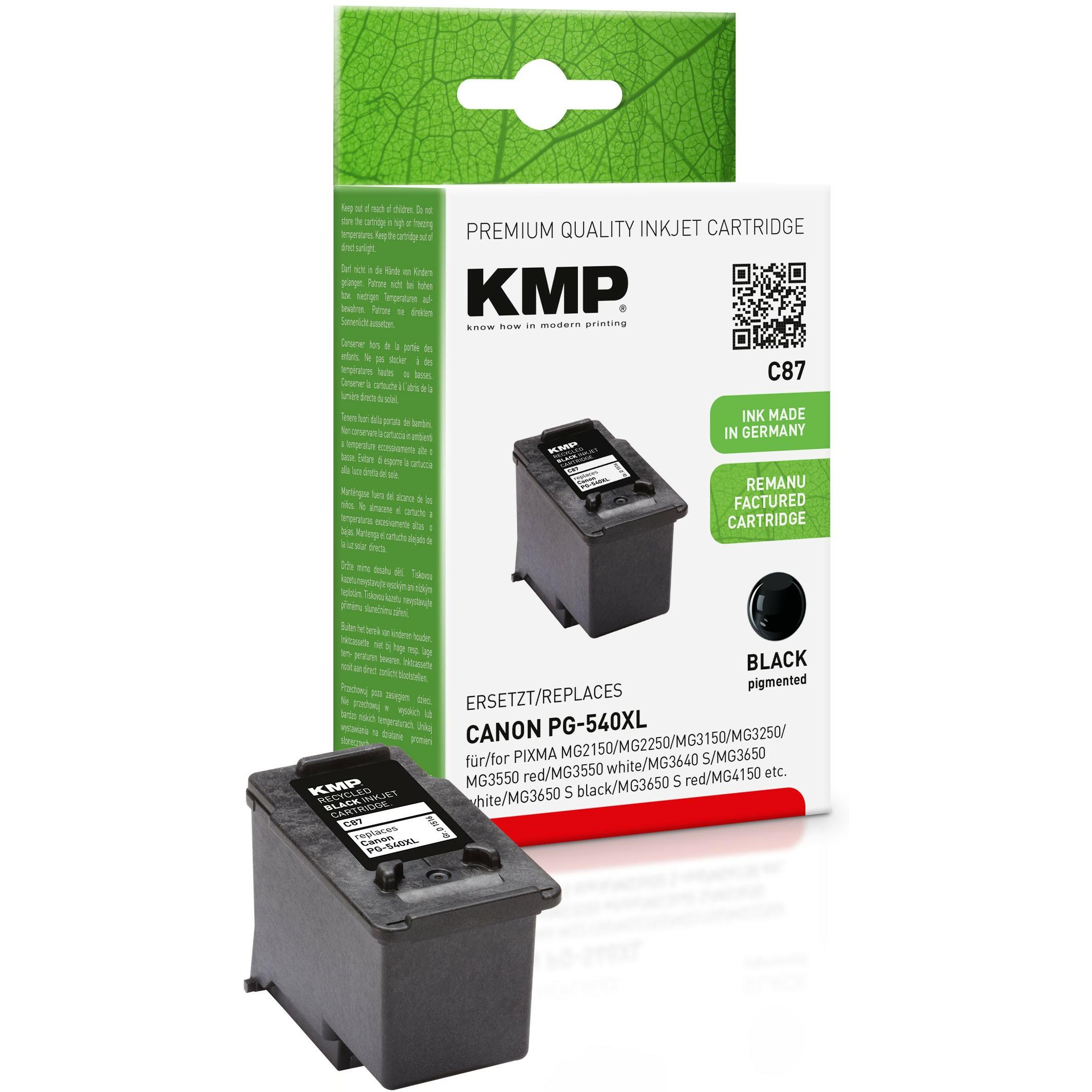KMP, Druckerpatrone, C87 Tintenpatrone kompatibel mit Canon PG-540 XL (BK)