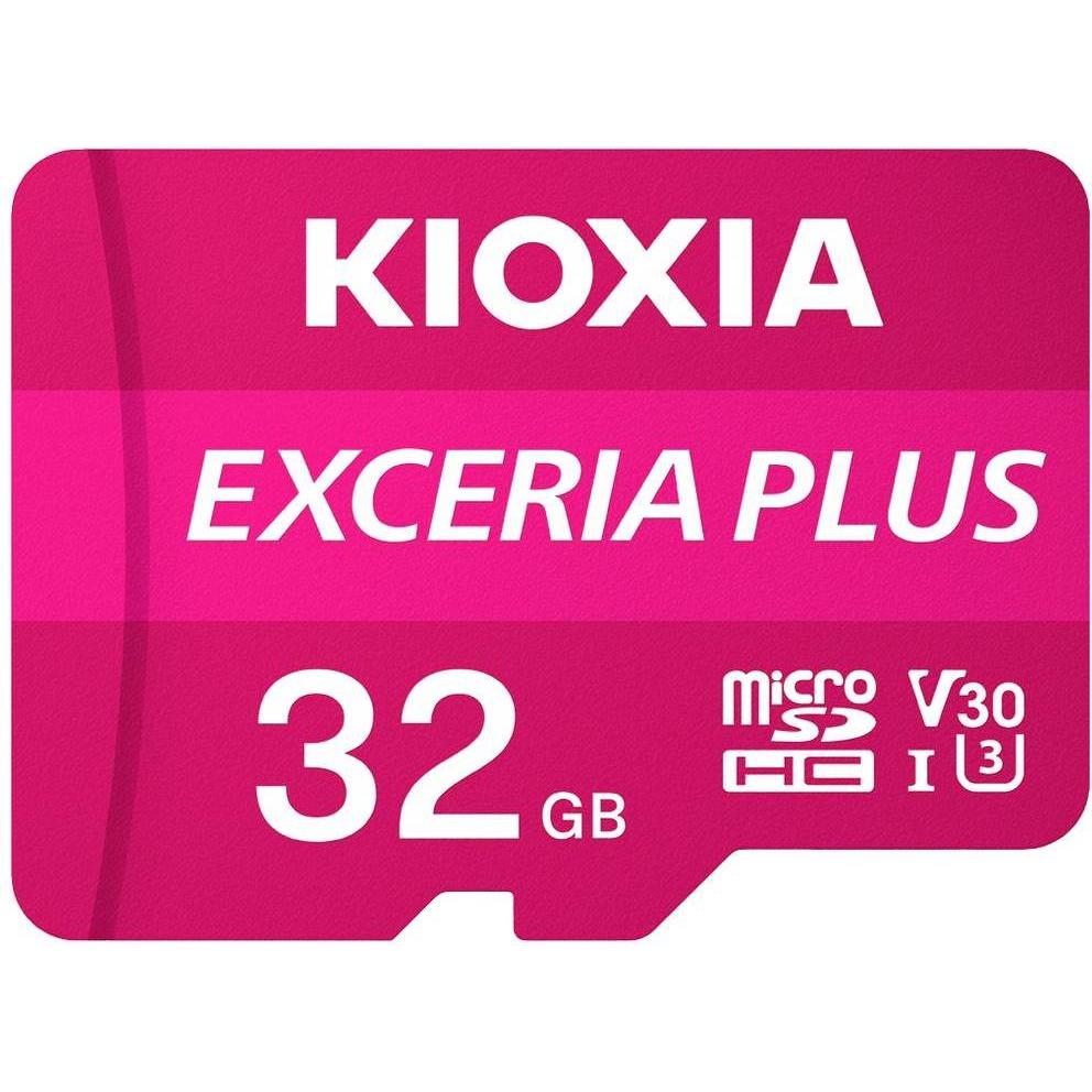 Kioxia Exceria Plus microSDHC 32GB Class 10 UHS-1 U3 (32 GB, microSDHC, U3, UHS-I), Speicherkarte, Pink