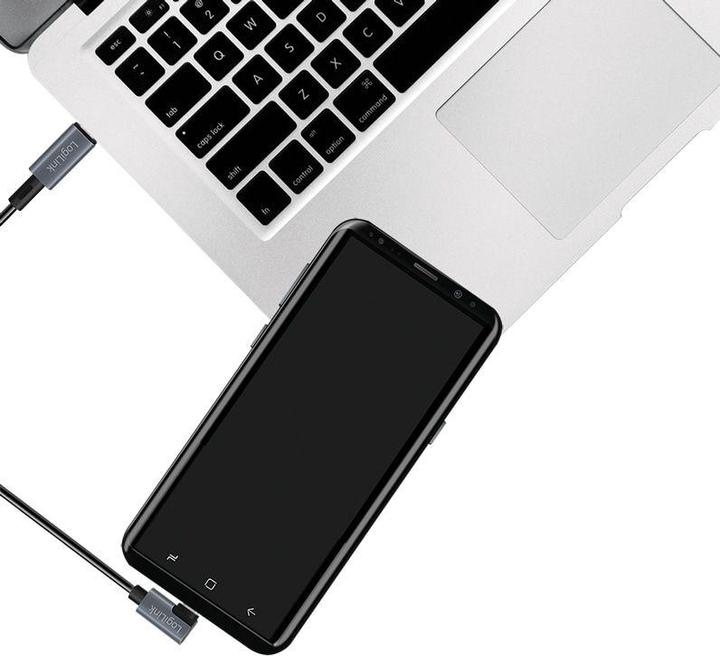 Produktbild LogiLink USB 2.0 Type-C-Kabel, C/M 90° zu USB-C/M, E-mark, PD, schwarz, 3 m (3 m, USB 2.0, 100 W)