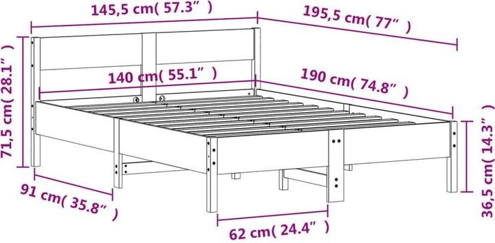 Image du produit vidaXL Bettgestell (140 x 190 cm)