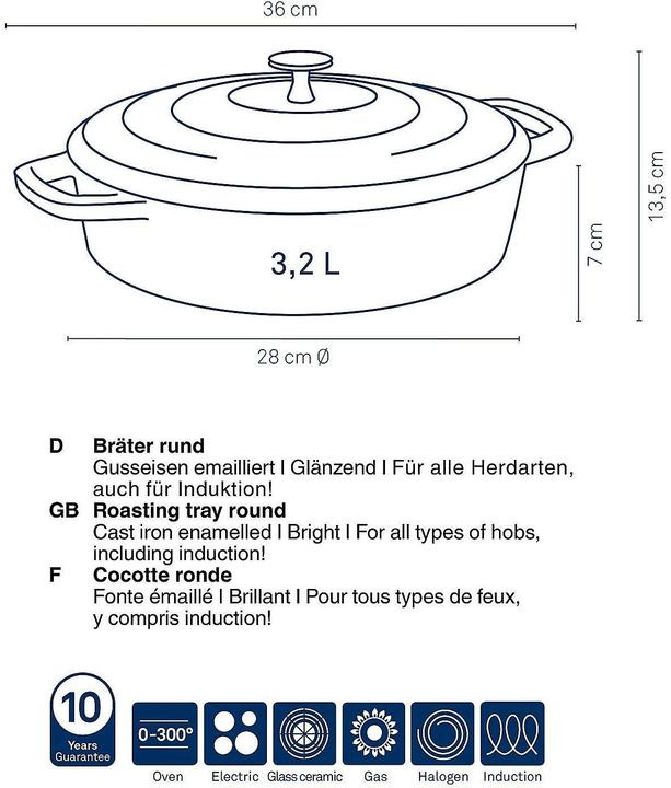 Produktbild Kela Bräter rund Calido (28 cm, Bräter + Schmortopf, Gusseisen)