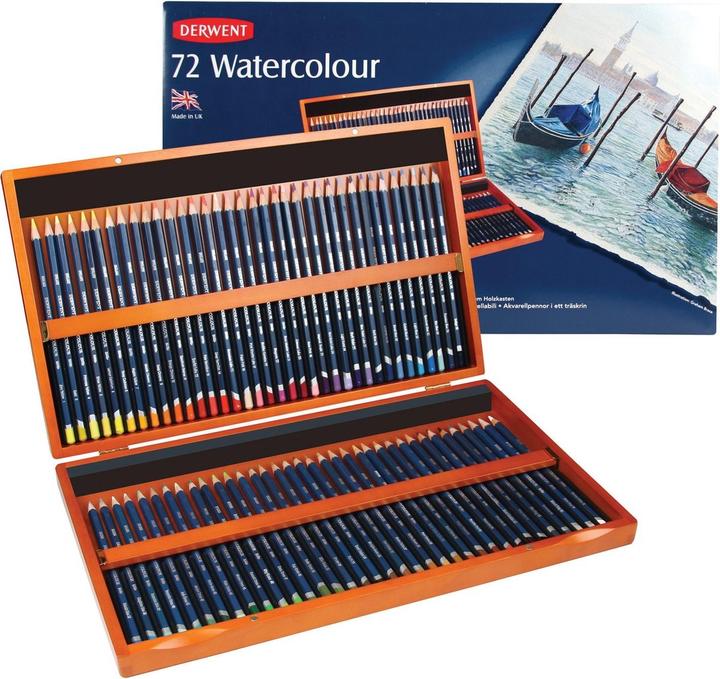 Image du produit Derwent Crayons à Watercolour, 72 Boîte en bois (72x)