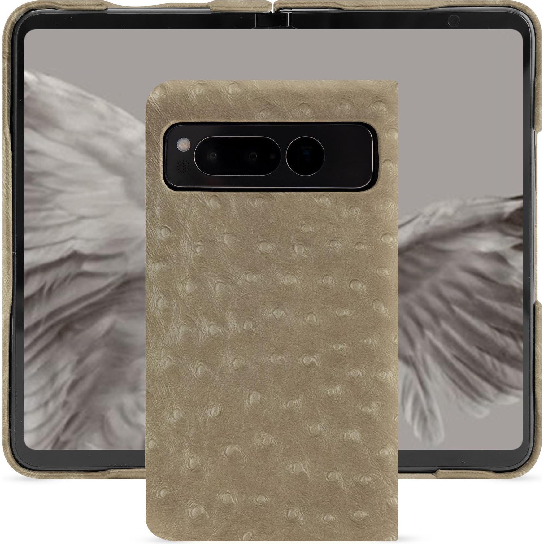 Thumbnail - Noreve Lederschutzhülle Google Pixel Fold (Google Pixel Fold), Smartphone Hülle, Beige