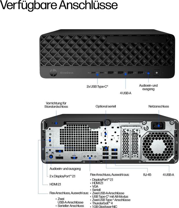Productafbeelding HP EliteDesk 8 SFF G1i AI PC (512 GB, 16 GB, Intel Core Ultra 5 225)