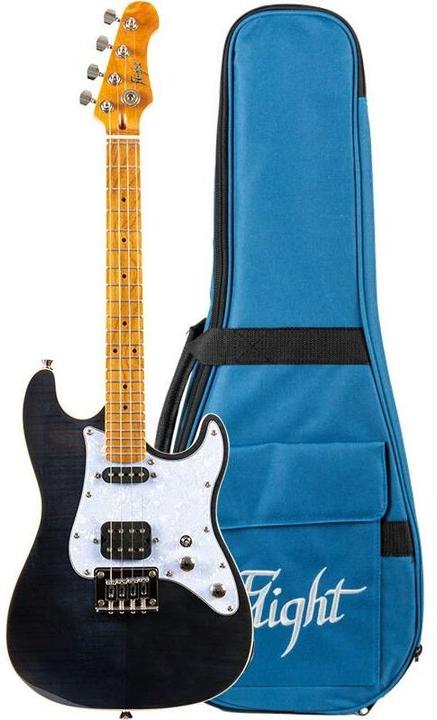 Image du produit Flight Rock Series Pathfinder Transparent Black Tenor Electric Solid Body ukele met gigbag