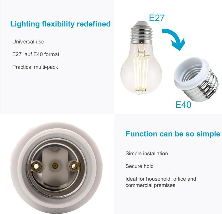 Actual product image Intirilife E27 to E40 Lamp Base Adapter