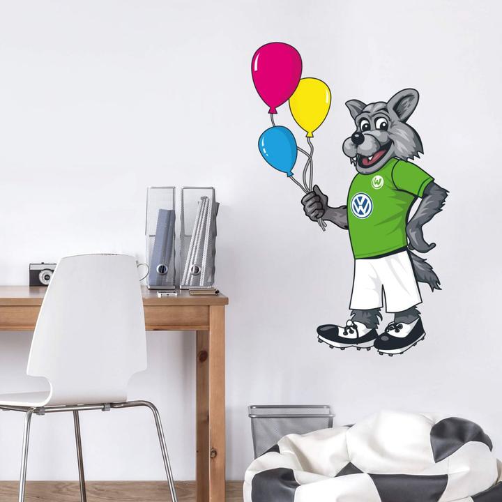 Actual product image VfL Wolfsburg Wölfi with balloons (30 x 47 cm)