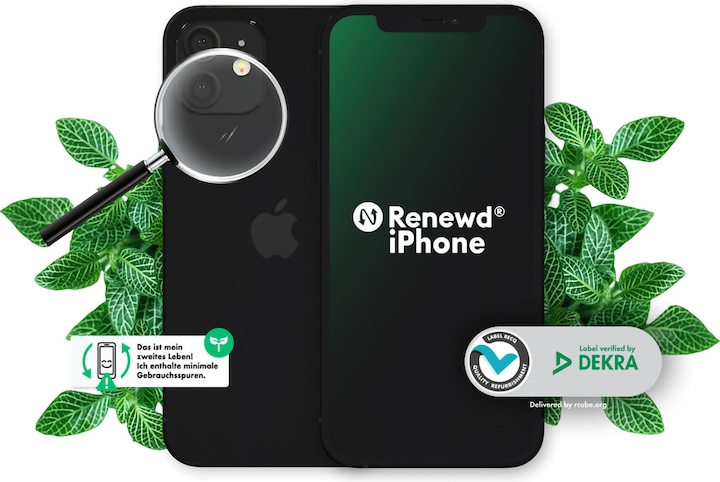 Actual product image Renewd iPhone 12 (64 GB, Black, 6.10", 12 Mpx, Dual SIM, A / Like new)