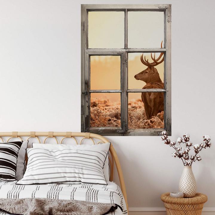 Image du produit Trenddeko Fenêtre 3D Shabby - Cerf majestueux (68 x 100 cm)