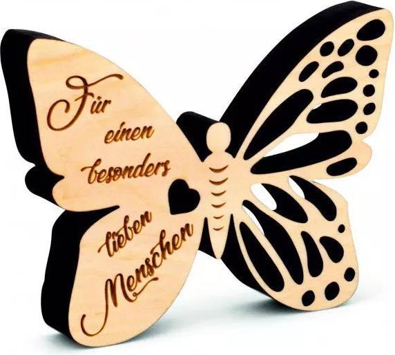 Immagine prodotto ZNatur Decorazione regalo con farfalla in legno di pino cembro con incisione Lieber Mensch No.45