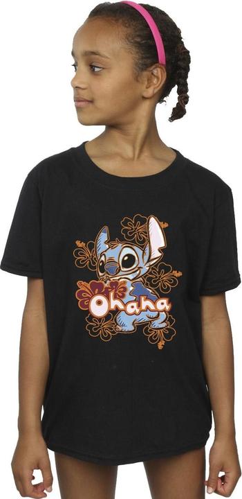 Produktbild Disney Lilo And Stitch Ohana Orange Hibiscus TShirt Mädchen (140, 146)