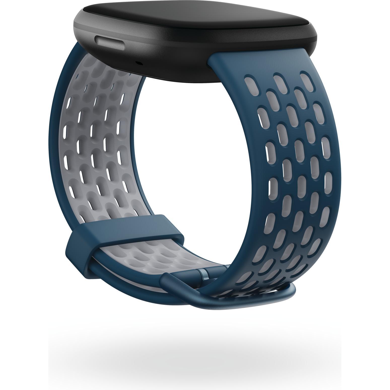 Thumbnail - Fitbit Versa 3/Sense Sportarmband L (Silikon, Versa 3, Sense), Uhrenarmband, Blau, Grau