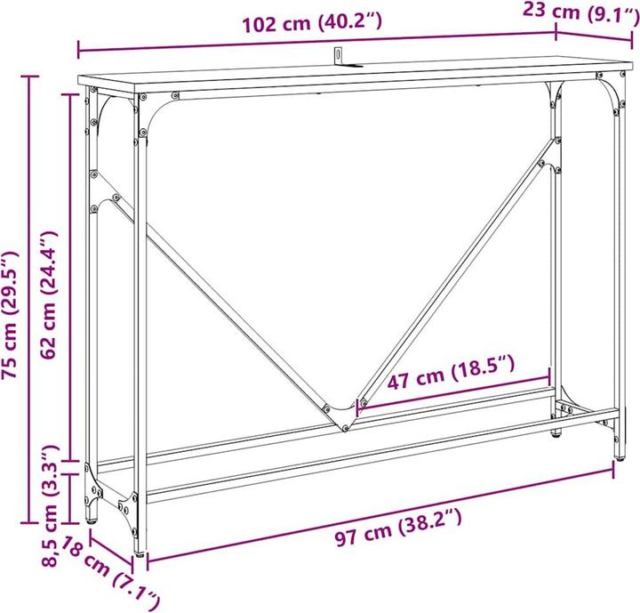 Produktbild vidaXL Konsolentisch (22.50 x 102 x 75 cm)