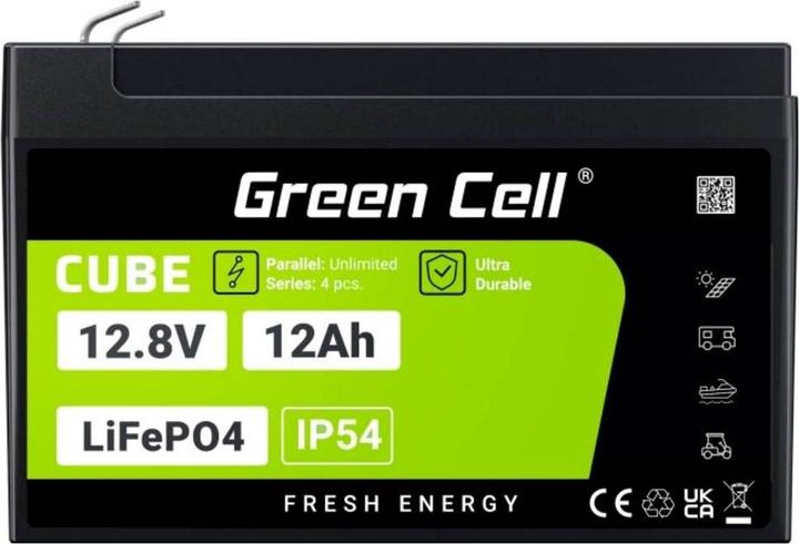 Actual product image GreenCell Green Cell CUBE LiFePO4 Spezial-Akku LiFePo-Block Flachstecker Li-Ion 12.8 V 12 (12 Ah, 12.80 V)