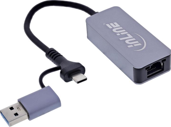 InLine USB 3.2 zu 5 Gb/s Netzwerk-Adapter (USB, USB-C, RJ45 (1x))
