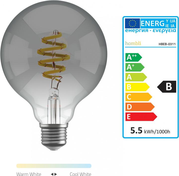 Energy Label Hombli Smokey (E27, 5.50 W, 60 lm, 1 x, G)
