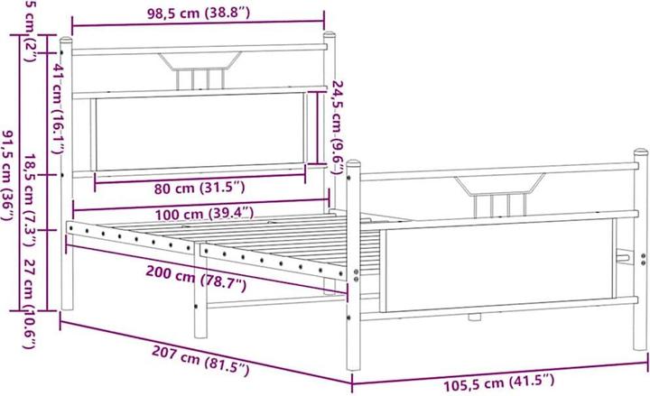Image du produit vidaXL Bettgestell (100 x 200 cm)