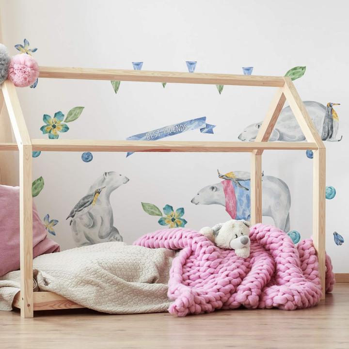 Actual product image Trenddeko Watercolour Best Friends Set - Polar Bear and Penguin (43 x 30 cm)