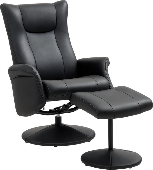 Produktbild Homcom Relaxsessel mit Hocker Kunstleder Schwarz