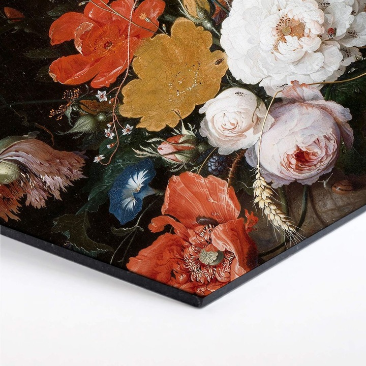 Produktbild Trenddeko Stillleben mit Blumen und einer Uhr (75 x 65 cm)