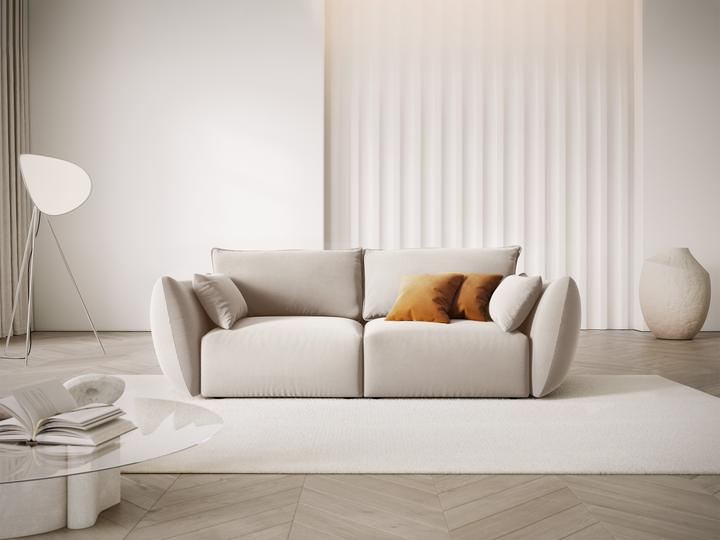 Actual product image Maison Heritage Velvet Sofa, "Clau", 2 Seats, Beige, 180x110x85 Made in Europe (2 person sofa)