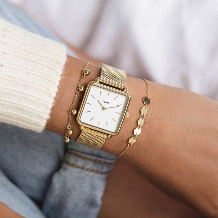 Actual product image Cluse La Tétragone Mesh Gold (Analogue wristwatch, 28 mm)