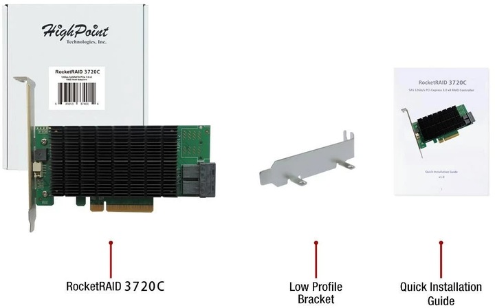 Produktbild HighPoint RAID-Controller RocketRAID 3720C 2x SFF-8643, PCI-Ex8v3