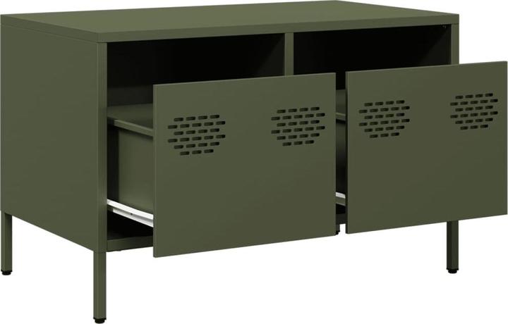 Produktbild vidaXL TV Schrank Fernsehtisch Fernsehschrank Lowboard TV Möbel Olivgrün Stahl