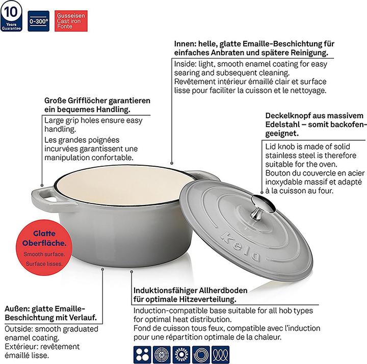 Image du produit Kela Bräter Calido 2,5l grau (21 cm, Cocotte + faitout, Fonte)