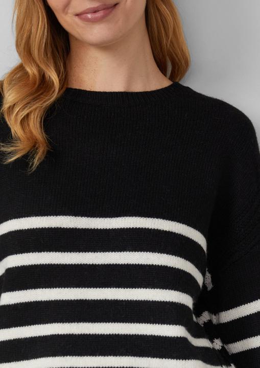 Produktbild s.Oliver Strickpullover Gestreifter Strickpullover aus Wollmix mit Ripp-Details (36)