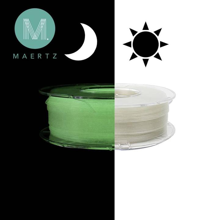 Actual product image Maertz PLA Glow+ Green Glitter 1.75 mm 1.000 g (PLA, 1.75 mm, 1000 g)