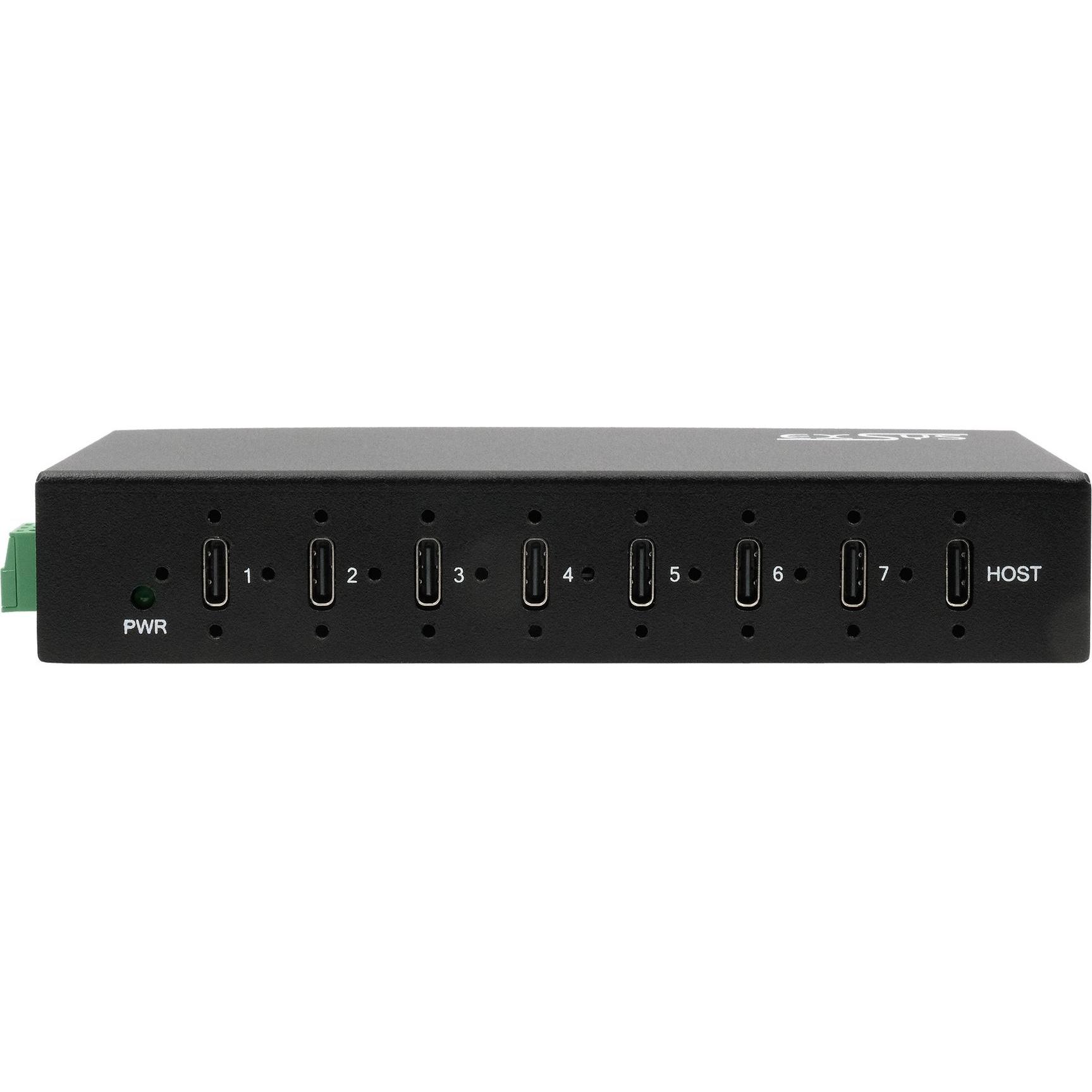 Thumbnail - Exsys Industrial USB 3.2 Gen 2x1 Hub 7-Port (USB-C, 7 Ports), Dockingstation + USB Hub