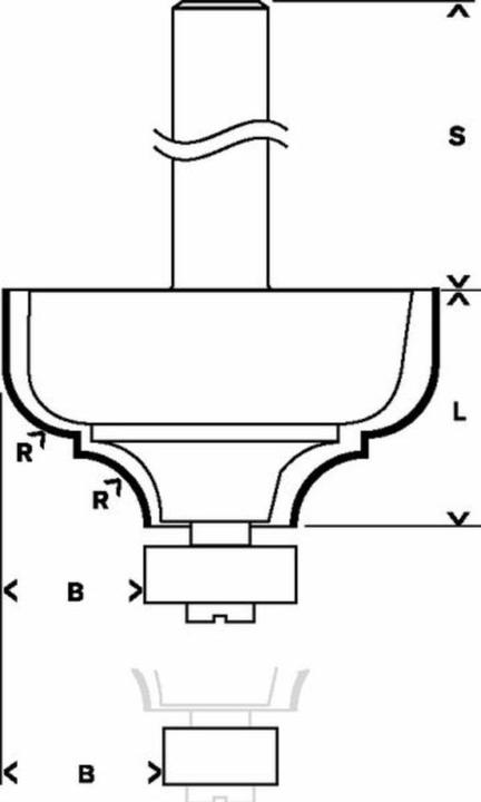 Produktbild Bosch Professional Zubehör Kantenformfräser C, 8 mm, R1 4,8 mm, B 9,5 mm, L 14 mm, G 57 mm