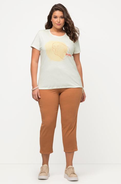 Image du produit Ulla Popken T-shirt en coton bio, avec cordon à la base, col rond et manches courtes (50, 52)
