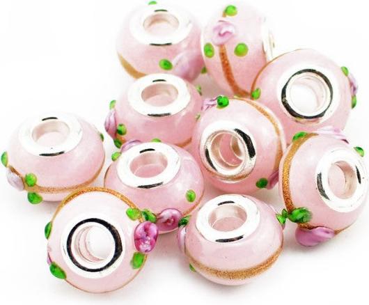 Image du produit Hermex Verre Bead argenté 925 - Rose argenté (Verre, Argent 925)