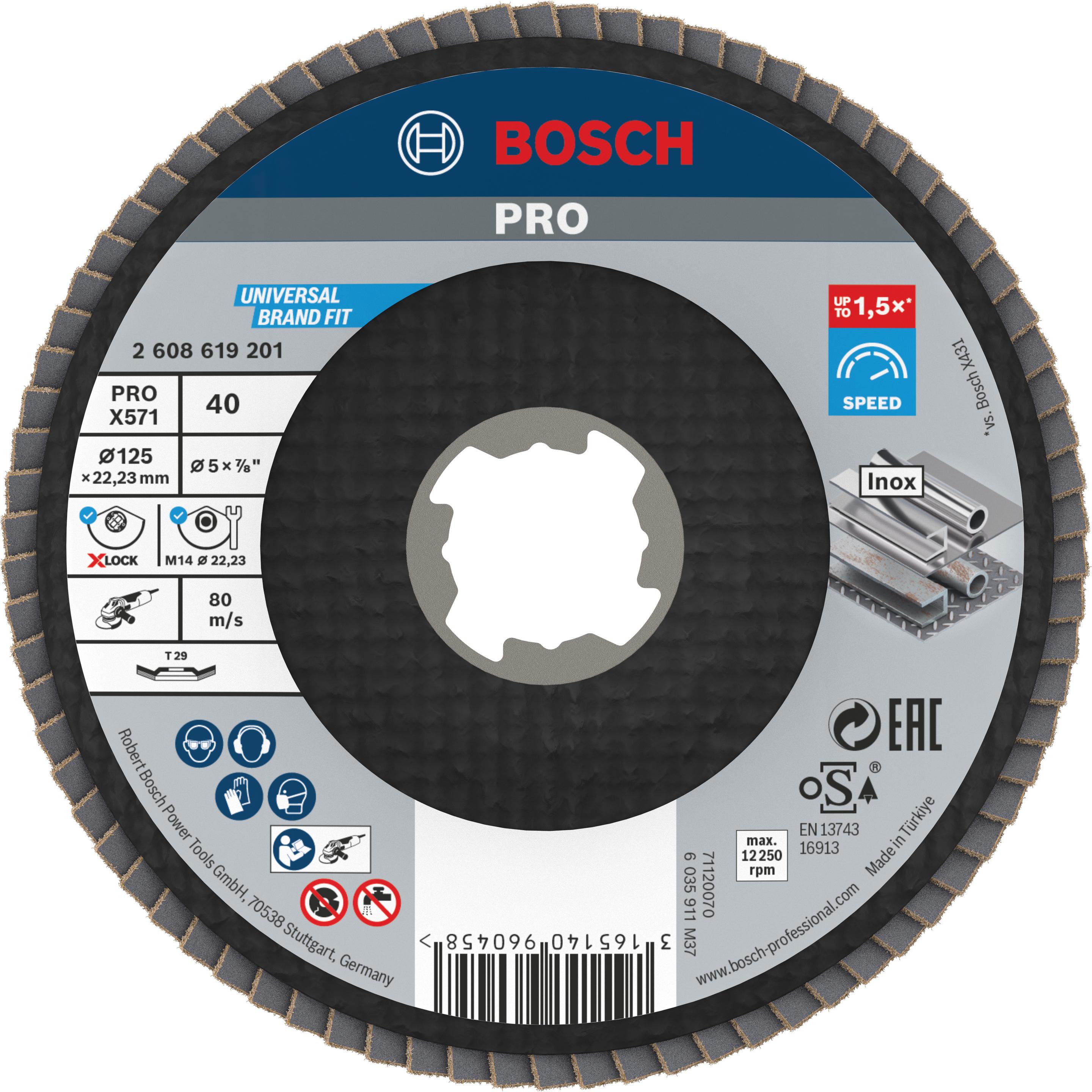 Bosch Professional Zubehör, Abrasivi, PRO X571 Disco lamellare X-Lock, 125 mm, G40 (40)