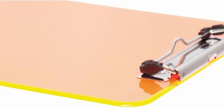Image du produit Maul Porte-bloc néon, DIN A4, plastique transparent-orange, plat, borne à clip nickelée (22,5 x 32 cm)