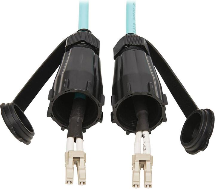 Actual product image Eaton 10Gb Rigid Industrial Duplex Multimode 50/125 OM3 Fiber Patch Cable LC/LC - IP68 Aqu (1 m)