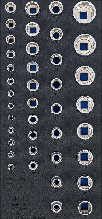 BGS Workshop trolley insert 1/3: Sockets Twelve-sided | 6.3 mm (1/4"), 10 mm (3/8"), 12.5 mm