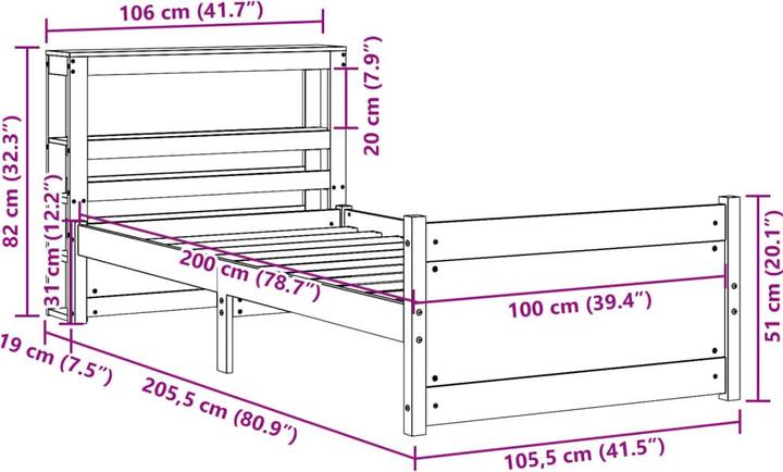 Produktbild vidaXL Bettgestell (100 x 200 cm)