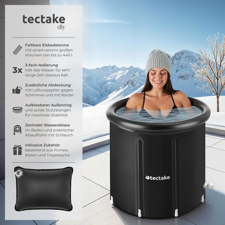 Image du produit tectake bain de glace Helsinki, pliable, triple isolation, incl. pompe (440 l, 90 cm, 90 cm)